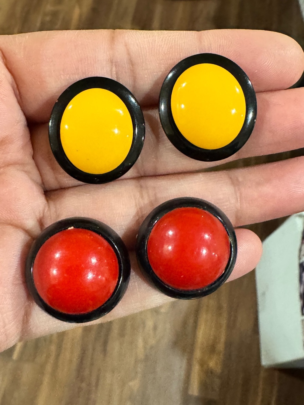 Vintage 80s Mod Button Earring Lot:
